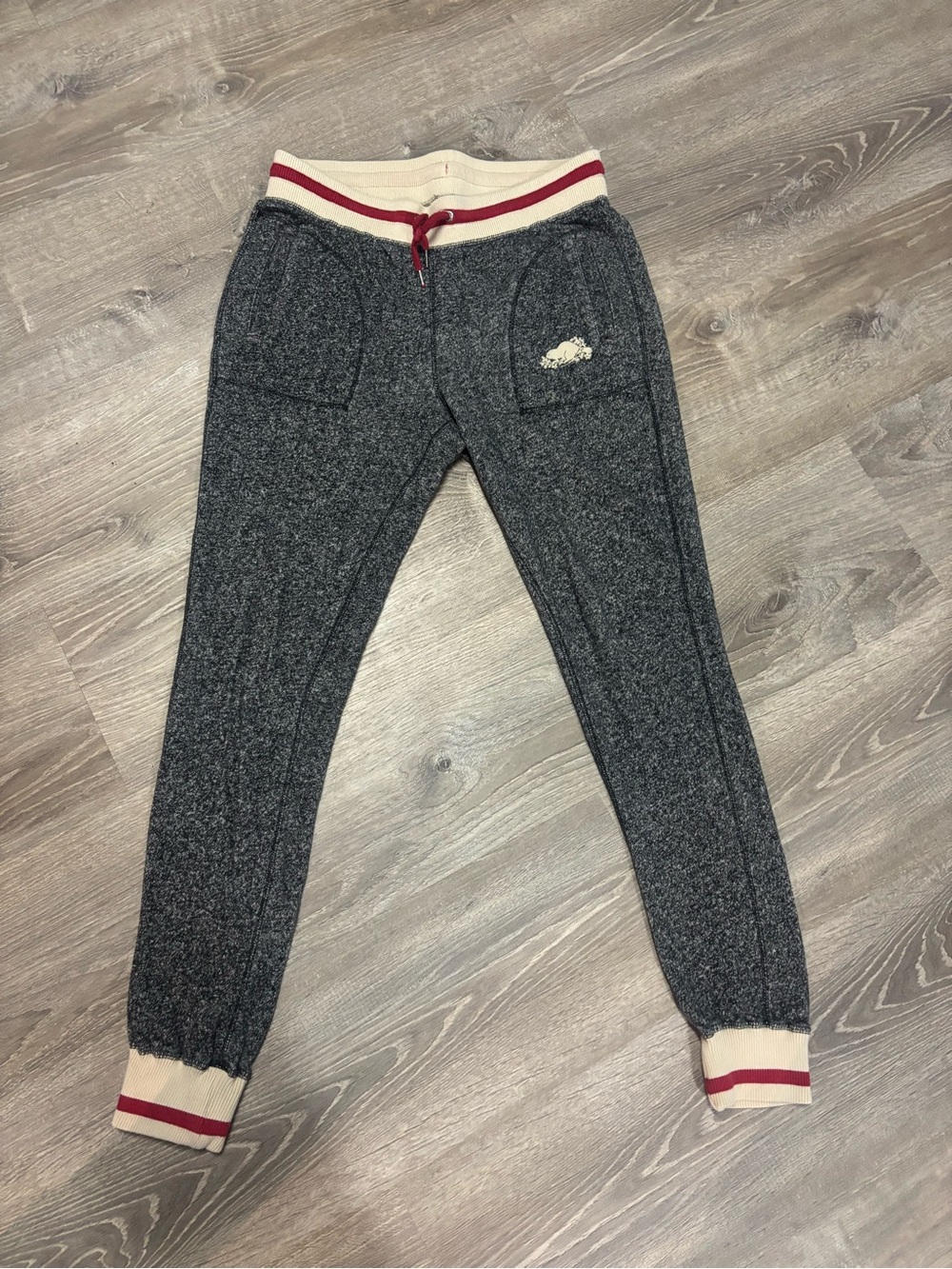 Roots Women's Dark Gray Joggers with Cream & Red Waistband